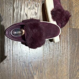 Michael Kors Women's Plum Fur Slippers